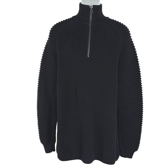 G-Star Raw Suzaki 1/2 Zip‎ Knit Long Sleeve Sweater Mens XL Black Cotton FS-1368 - Picture 1 of 9